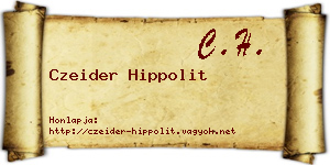 Czeider Hippolit névjegykártya